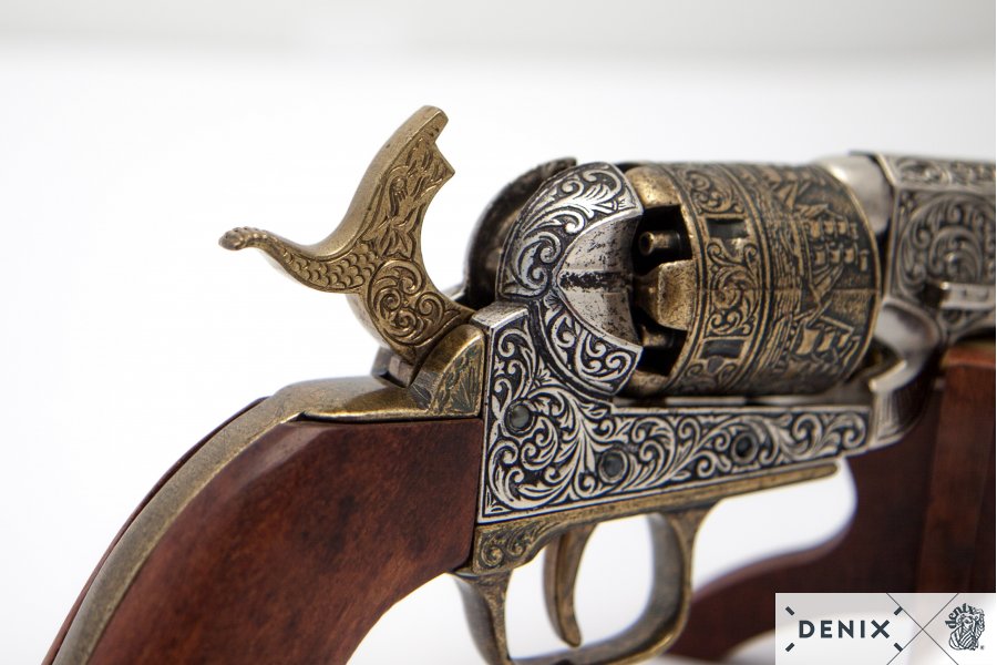 Replica Revolver Colt "navy" Della Guerra Civile - Modello Storico Per Collezionisti 3 Revolver Colt "Navy" della Guerra Civile USA 1851 reenactor in metallo e legno