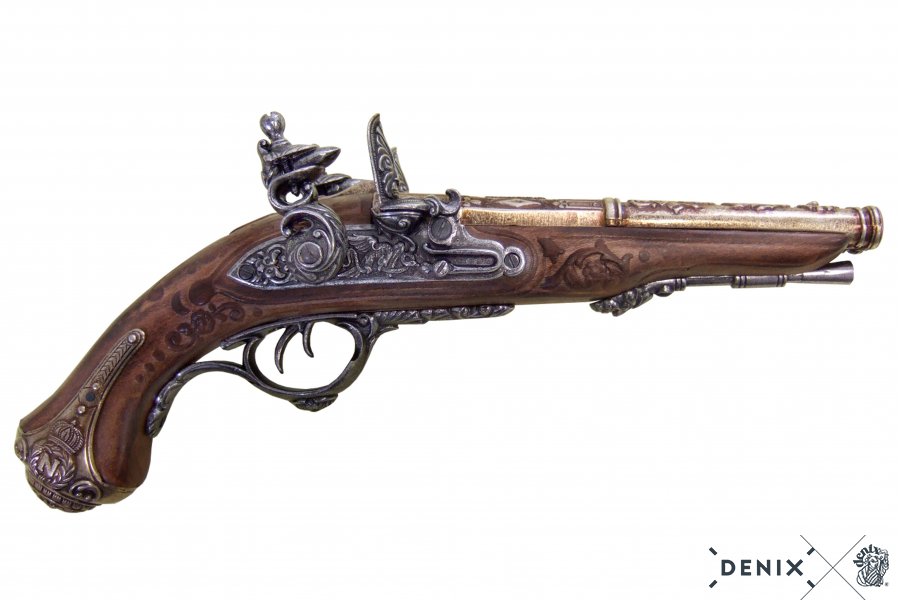 Replica Riproduzione Della Pistola Inglese A 2 - Modello Storico Per Collezionisti 1 pistola inglese a 2 canne rotanti
