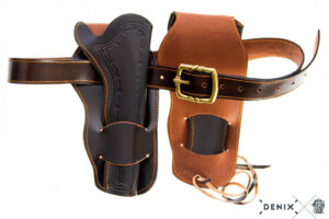Cinturone in cuoio doppio stile Cowboy western con 24 pallottole reenactor west