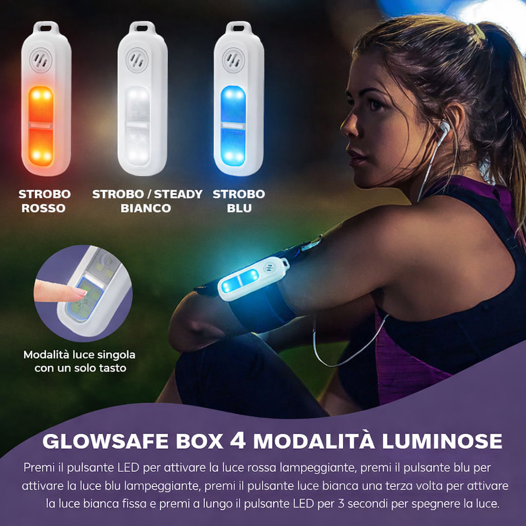 Personal Alarm Con Clip AF-2006 - Allarme Personale Portatile 130dB 2 GlowSafe Box allarme personale con luce LED, 4 modalità luminose rosso blu bianco, dispositivo portatile per sicurezza e visibilità notturna